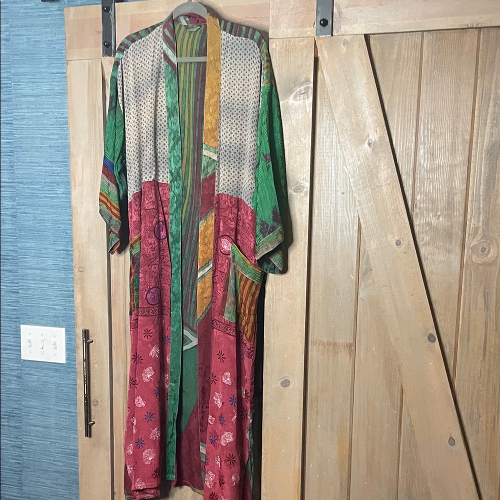 Colorful Patchwork Kimono Robe - image 1